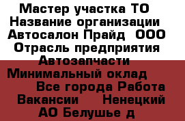 Мастер участка ТО › Название организации ­ Автосалон Прайд, ООО › Отрасль предприятия ­ Автозапчасти › Минимальный оклад ­ 20 000 - Все города Работа » Вакансии   . Ненецкий АО,Белушье д.